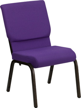 Flash Furniture HERCULES Series 18.5''W Purple Fabric Stacking Church Chair with 4.25'' Thick Seat - Gold Vein Frame Model XU-CH-60096-PU-GG