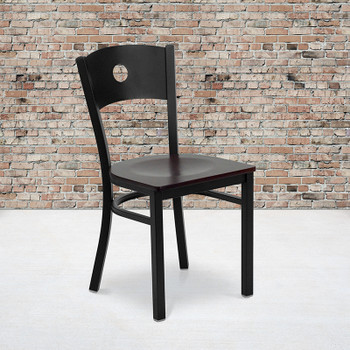 Flash Furniture HERCULES Series Black Circle Back Metal Restaurant Chair - Natural Wood Back & Seat Model XU-DG-60119-CIR-MAHW-GG 2