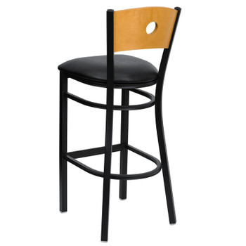 Flash Furniture HERCULES Series Black Circle Back Metal Restaurant Bar Stool - Natural Wood Back, Burgundy Vinyl Seat Model XU-DG-6F6B-CIR-BAR-BLKV-GG 2