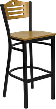 Flash Furniture HERCULES Series Black Vertical Back Metal Restaurant Bar Stool - Black Vinyl Seat Model XU-DG-6H3B-SLAT-BAR-NATW-GG