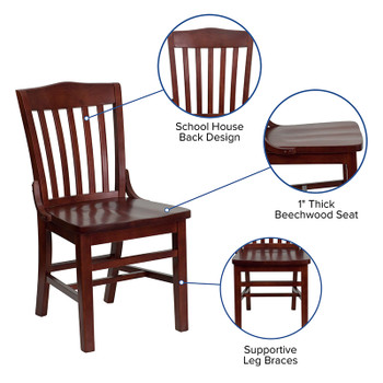 Flash Furniture HERCULES Series Mahogany Finished Vertical Slat Back Wooden Restaurant Chair Model XU-DG-W0006-MAH-GG 2