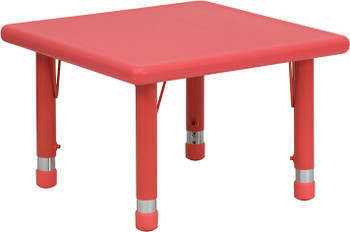 Flash Furniture 24'' Square Height Adjustable Red Plastic Activity Table Model YU-YCX-002-2-SQR-TBL-RED-GG