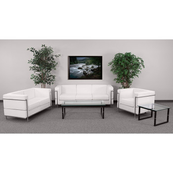 Flash Furniture HERCULES Roman Series White Leather Reception Chair Model ZB-REGAL-810-SET-WH-GG 2