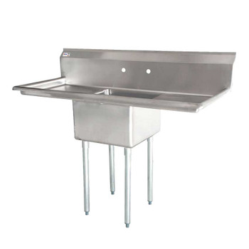 Omcan 18" X 21" X 14" One Tub Sink With 3.5" Center Drain And Two Drain Boards, Model# 43774