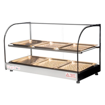 Skyfood 33" Food Warmer Display Case Double Shelf 6 Pans, Model# FWDC2-33-6P