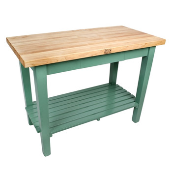 John Boos C Classic Country Work Table Ccwt 48X30X1.75 Dwr/2Shf Barn Red (Made In The USA), Model# C4830-D-2S-BN