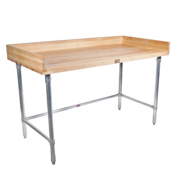 John Boos Dnb 1-3/4 Thick MapleTop Work Table 4 High Coved Riser Rear And Both Ends Galvanized Base And Bracing Dnb 48X36X1-3/4 W/Sb-Oil (Made In The USA), Model# DNB13