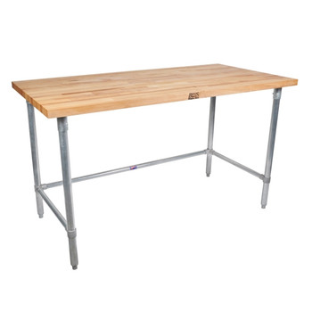 John Boos Jnb 1-1/2 Thick MapleTop Work Table Galvanized Base And Bracing 120X36X1-1/2 W/Sct-Oil (Made In The USA), Model# JNB18