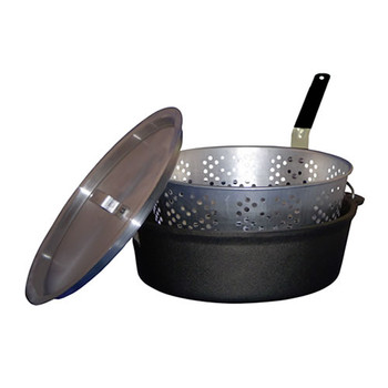 King Kooker 6 Qt Cast Iron Pot w/ Aluminum Fry Basket, Model# CIFFB
