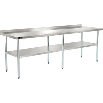 Nexel Stainless Steel Table Backsplash 30"W x 96"L Lower Shelf 18 Gauge 430 Series Stainless Steel, Model# WB9630BSS