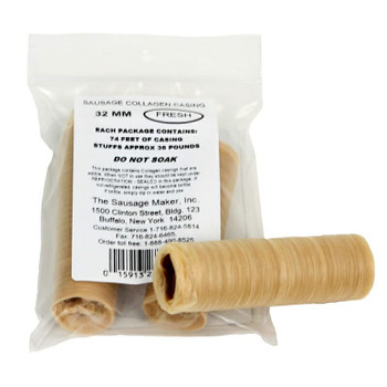 Sausage Maker Fresh Collagen Casings - 32 MM (1-1/4") - Makes 35+ Lbs, Model# 17-1313