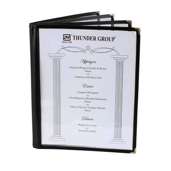 Thunder Group 4 Page Book Fold Menu Cover 8 12 X 14 Black, Model# PLMENU-4