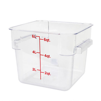 Thunder Group 6 Qt Polycarbonate Square Food Storage ContainersClear, Model# PLSFT006PC