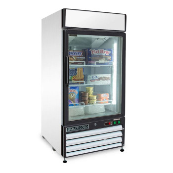 Maxx Cold X-Series 12 Cu Ft Glass Door Merchandiser Freezer Stainless Exterior, Model# MXM1-12FHC