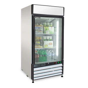 Maxx Cold X-Series 12 Cu Ft Glass Door Merchandiser Refrigerator Stainless Exterior, Model# MXM1-12RHC