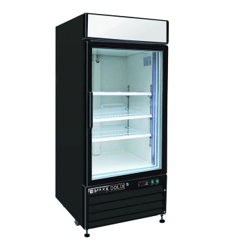 Maxx Cold X-Series 16 Cu Ft Glass Door Merchandiser Refrigerator Black Exterior, Model# MXM1-16RBHC