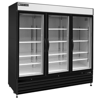 Maxx Cold X-Series 72 Cu Ft Glass Door Merchandiser Refrigerator Black Exterior, Model# MXM3-72RBHC