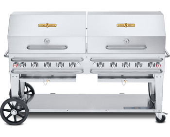 Crown Verity 72" Rental Grill Dome w/ (2) Roll Domes (2) Bun Racks Dual Crash Bars Handles LP, Model# CV-RCB-72RDP