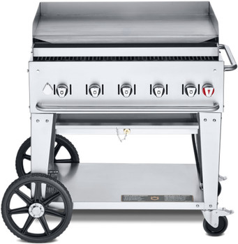 Crown Verity 36" Mobile Griddle w/ (1) 36" 5/16 Griddle Top Grease Tray & Backsplash LP, Model# CV-MG-36