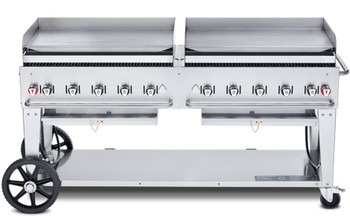 Crown Verity 72" Mobile Griddle w/ (1) 36" 5/16 Griddles Tops Grease Tray & Backsplash NG, Model# CV-MG-72NG