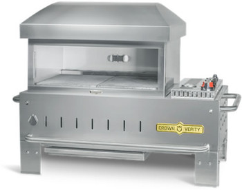 Crown Verity 24" Table Top Pizza Oven w/ Volcanic Stones Wind Shields Auto-Ignition & Center Shelf NG, Model# CV-PZ-24-TT-NG