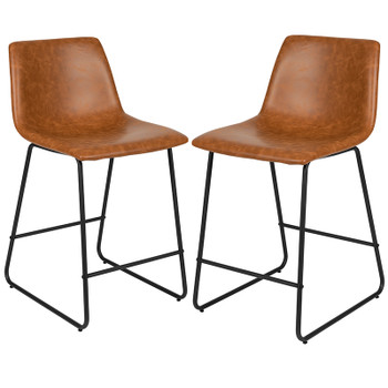 Flash Furniture 2PK 24" LT Brown Dining Stool, Model# 2-ET-ER18345-24-LB-GG