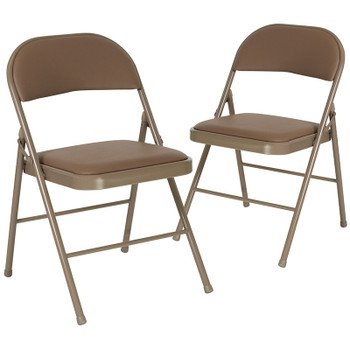 Flash Furniture HERCULES Series Beige Vinyl Folding Chair, Model# 2-HA-F003D-BGE-GG