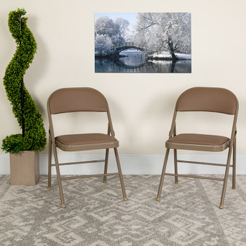 Flash Furniture HERCULES Series Beige Vinyl Folding Chair, Model# 2-HA-F003D-BGE-GG 2