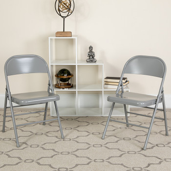 Flash Furniture HERCULES Series Gray Metal Folding Chair, Model# 2-HF3-MC-309AS-GY-GG 2