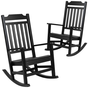 Flash Furniture Winston Black Wood Rocking Chair, Model# 2-JJ-C14703-BK-GG