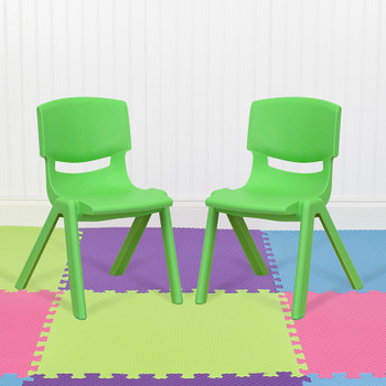 Flash Furniture 2PK Green Plastic Stack Chair, Model# 2-YU-YCX-001-GREEN-GG 2