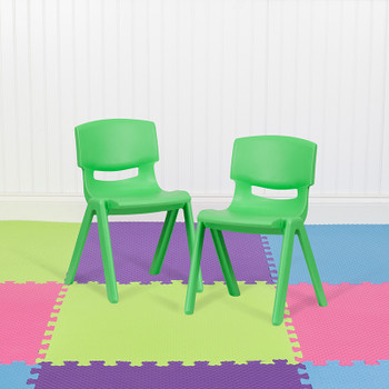 Flash Furniture 2PK Green Plastic Stack Chair, Model# 2-YU-YCX-004-GREEN-GG 2