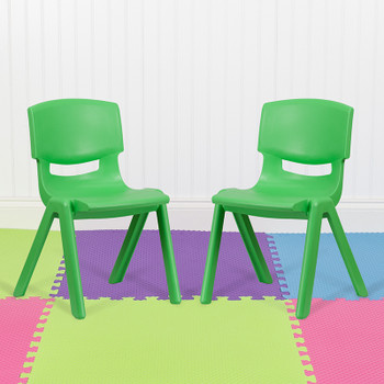 Flash Furniture 2PK Green Plastic Stack Chair, Model# 2-YU-YCX-005-GREEN-GG 2