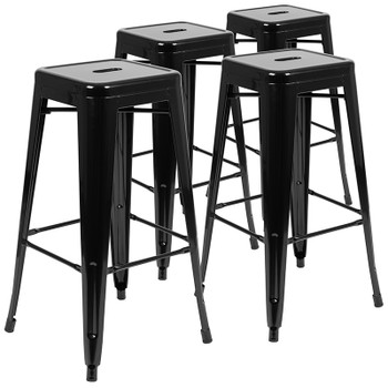 Flash Furniture Black 30" High Metal Stool, Model# 4-ET-31320-30-BK-R-GG
