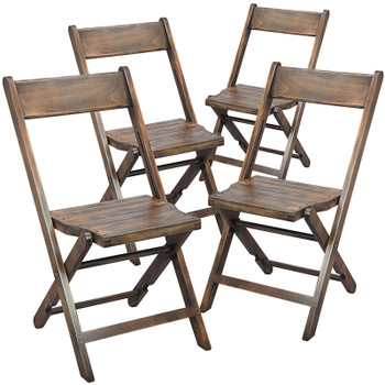 Flash Furniture Slat Wood Folding Chair Black, Model# 4-WFC-SLAT-AB-GG