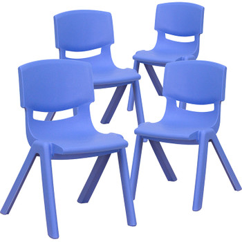 Flash Furniture 4PK Blue Plastic Stack Chair, Model# 4-YU-YCX4-001-BLUE-GG