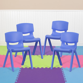 Flash Furniture 4PK Blue Plastic Stack Chair, Model# 4-YU-YCX4-004-BLUE-GG 2