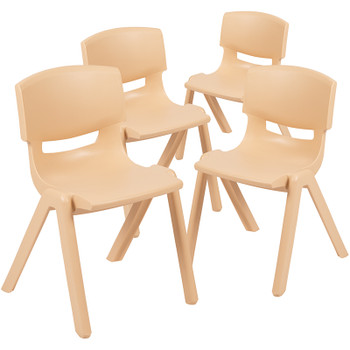 Flash Furniture 4PK Natural Plastic Chair, Model# 4-YU-YCX4-004-NAT-GG