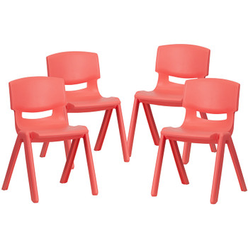 Flash Furniture 4PK Red Plastic Stack Chair, Model# 4-YU-YCX4-004-RED-GG