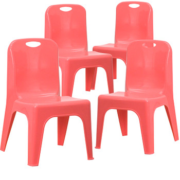 Flash Furniture 4PK Red Plastic Stack Chair, Model# 4-YU-YCX4-011-RED-GG