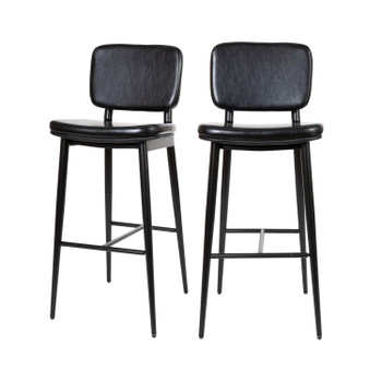 Flash Furniture Kenzie 2PK Black Leather Barstools, Model# AY-S01-BK-GG