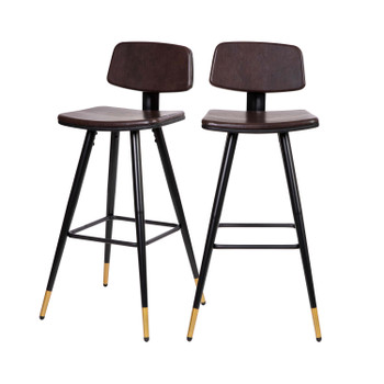 Flash Furniture Kora 2PK Brown Leather Barstools, Model# AY-S02-BR-GG