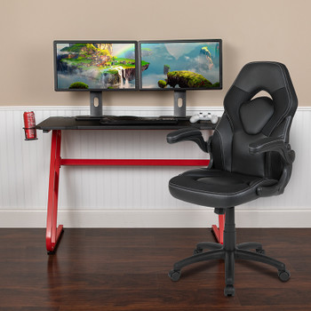 Flash Furniture Red Gaming Desk and Chair Set, Model# BLN-X10RSG1030-BK-GG 2