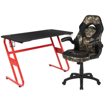 Flash Furniture Red Gaming Desk and Chair Set, Model# BLN-X10RSG1030-CAM-GG