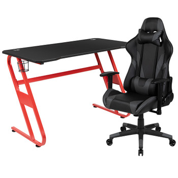 Flash Furniture Red Gaming Desk & Chair Set, Model# BLN-X20RSG1030-GY-GG