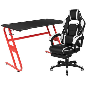 Flash Furniture Red Gaming Desk & Chair Set, Model# BLN-X40RSG1030-WH-GG