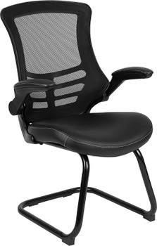 Flash Furniture Black Mesh/Leather Side Chair, Model# BL-X-5C-BK-LEA-GG