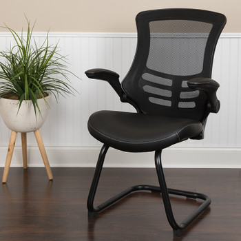 Flash Furniture Black Mesh/Leather Side Chair, Model# BL-X-5C-BK-LEA-GG 2