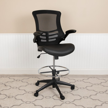 Flash Furniture Black Mesh Draft Chair, Model# BL-X-5M-D-BK-LEA-GG 2