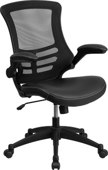 Flash Furniture Black Mid-Back Leather Chair, Model# BL-X-5M-LEA-GG